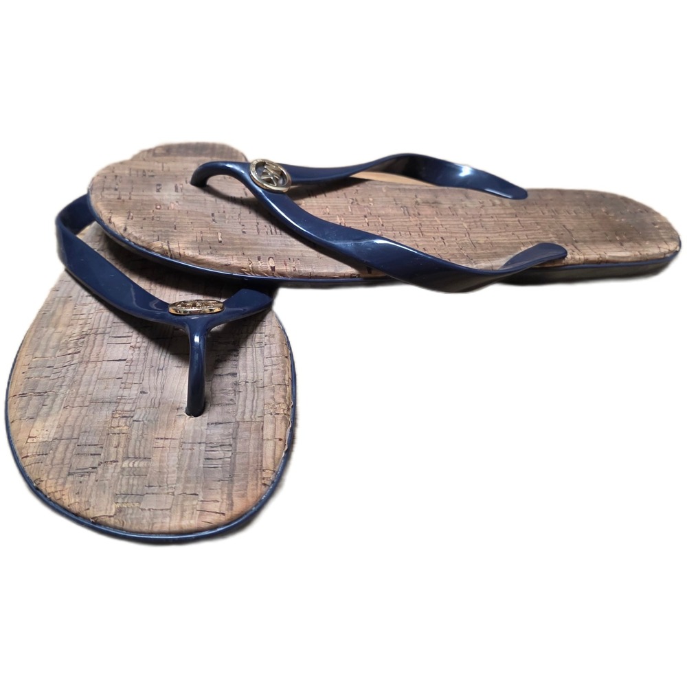 Michael Kors Jet Set Jelly Flip Flop Sandals Women's Size 10 MK Logo Cork